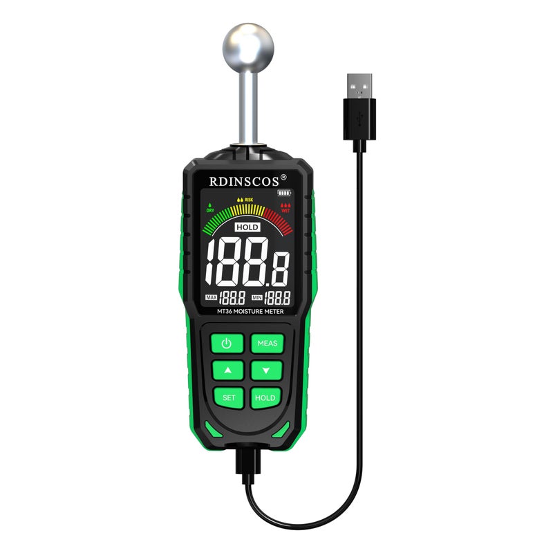 RDINSCOS Moisture Meter for Firewood  Wood Moisture Meters for Walls  Firewood Floor Humidity Detector Lumber Humidity Tester Paper Cerimic Ceiling Firewood Cardboard Humidity Building Material (Black-Ball) - Image 1